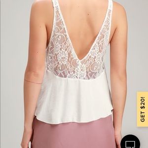 Free People All In My Head Lace Satin Tank Top